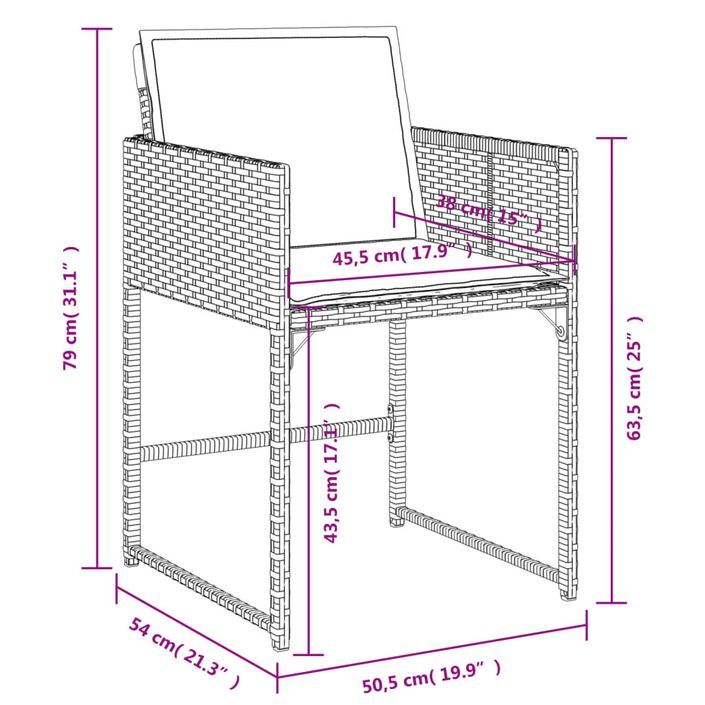 Ensemble à manger de jardin et coussins 9 pcs gris clair rotin - Photo n°9