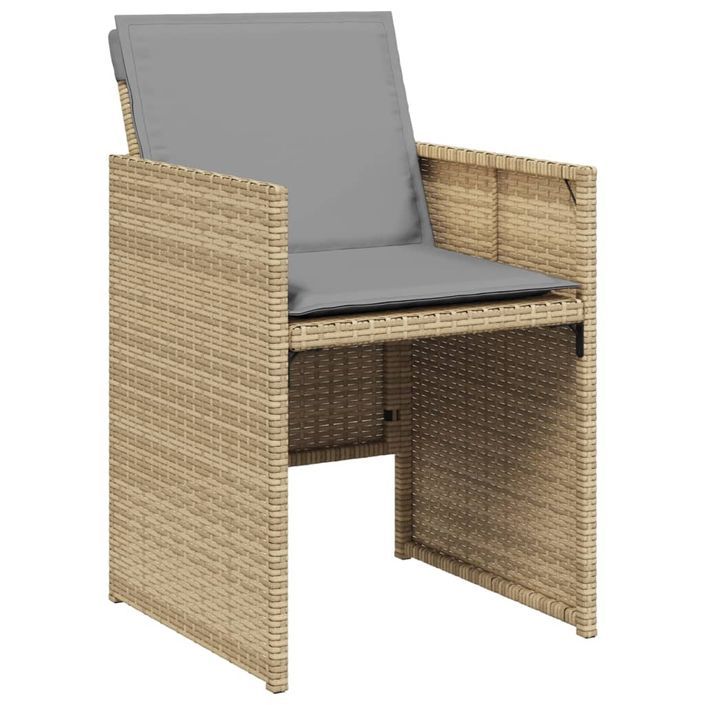 Ensemble à manger de jardin et coussins 9 pcs mélange beige - Photo n°5