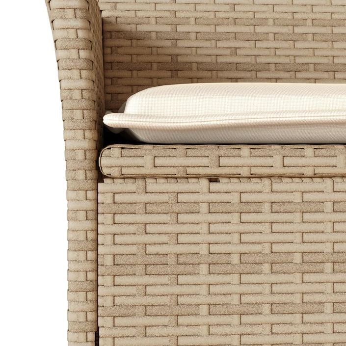 Ensemble à manger de jardin et coussins 9pcs beige rotin acacia - Photo n°5