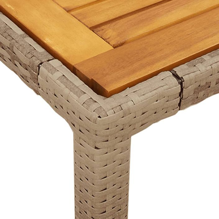 Ensemble à manger de jardin et coussins 9pcs beige rotin acacia - Photo n°6