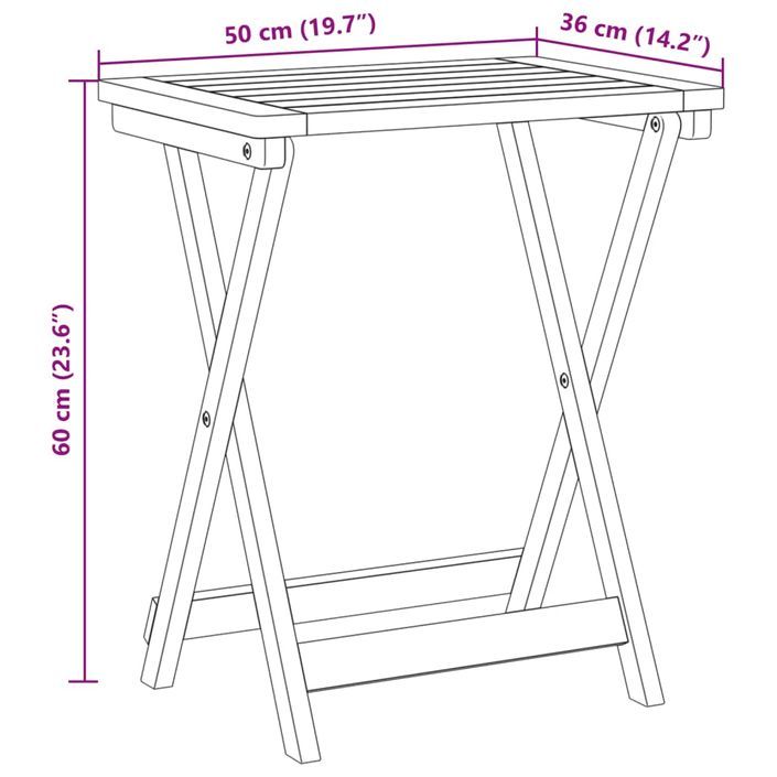 Ensemble à manger de jardin pliable 3 pcs bois d'acacia massif - Photo n°10