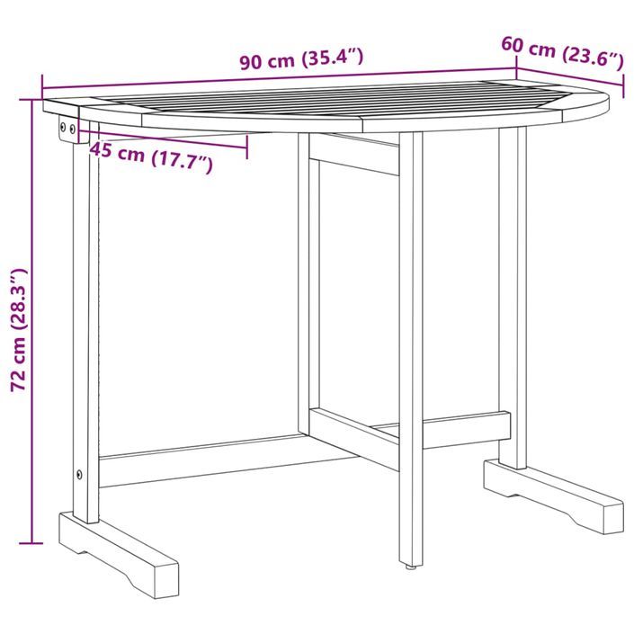 Ensemble à manger de jardin pliable 3 pcs bois d'acacia massif - Photo n°10