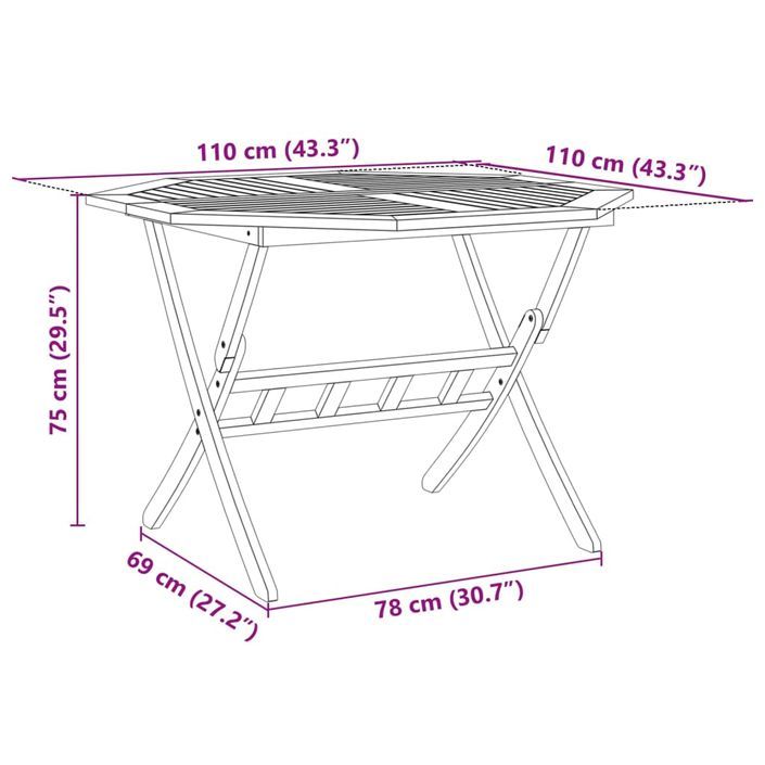 Ensemble à manger de jardin pliable 5 pcs bois massif d’acacia - Photo n°9