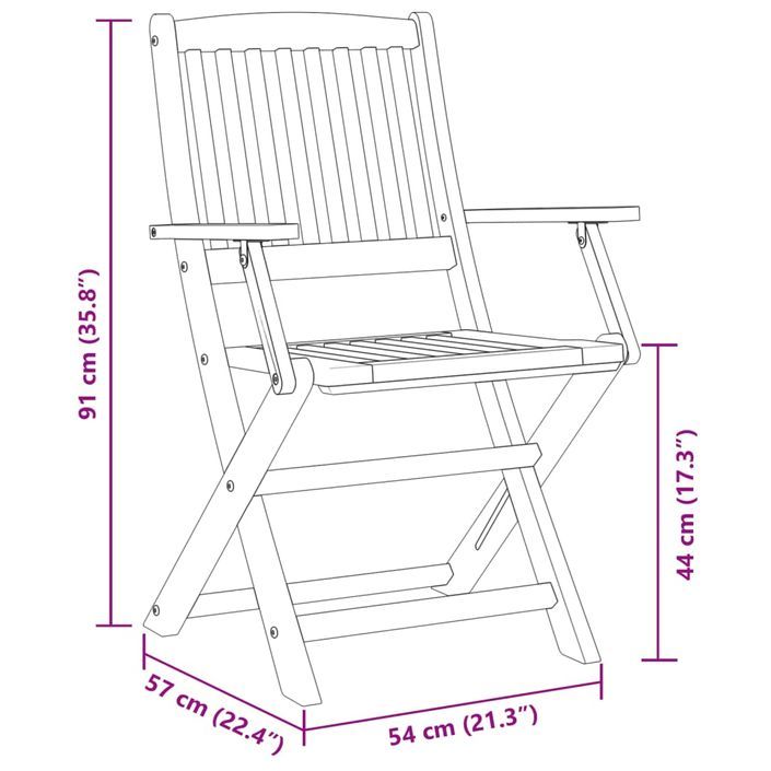 Ensemble à manger de jardin pliable 5 pcs bois massif d’acacia - Photo n°10