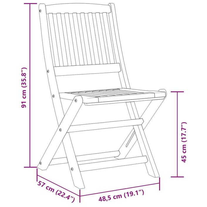 Ensemble à manger de jardin pliable 5 pcs bois massif d’acacia - Photo n°10