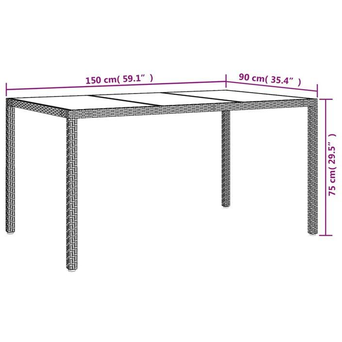 Ensemble à manger jardin et coussins 7 pcs gris rotin - Photo n°8