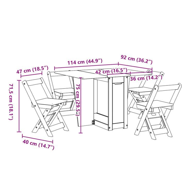 Ensemble à manger papillon 5 pcs Corona pliable cire marron pin - Photo n°12