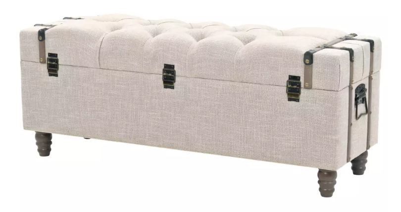 Ensemble banquette capitonnée et poufs avec coffre – Style élégant et fonctionnel - Photo n°5