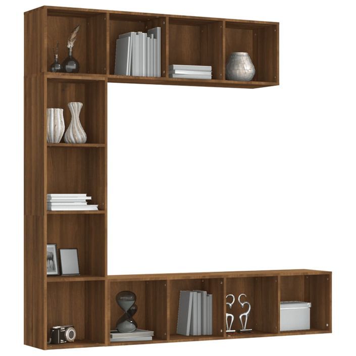 Ensemble bibliothèque/meuble TV 3 pcs Chêne marron 180x30x180cm - Photo n°3