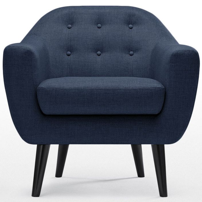 Ensemble canapé et fauteuil 2+1 places tissu bleu Fidelio - Photo n°2