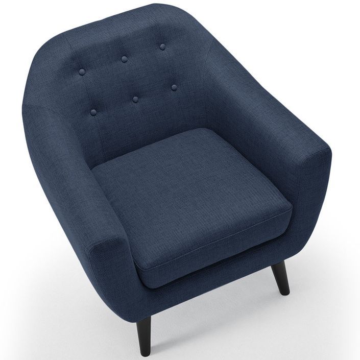 Ensemble canapé et fauteuil 2+1 places tissu bleu Fidelio - Photo n°5