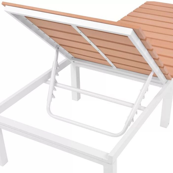 Ensemble chaise longue et table WPC marron et métal Etrino - Photo n°7
