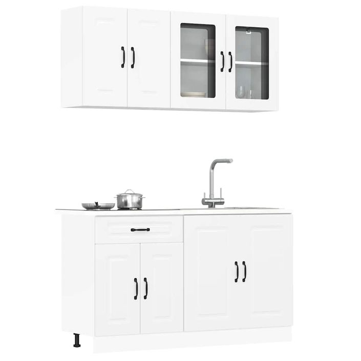 Ensemble d'armoires cuisine 4pcs Kalmar blanc bois d'ingénierie - Photo n°1