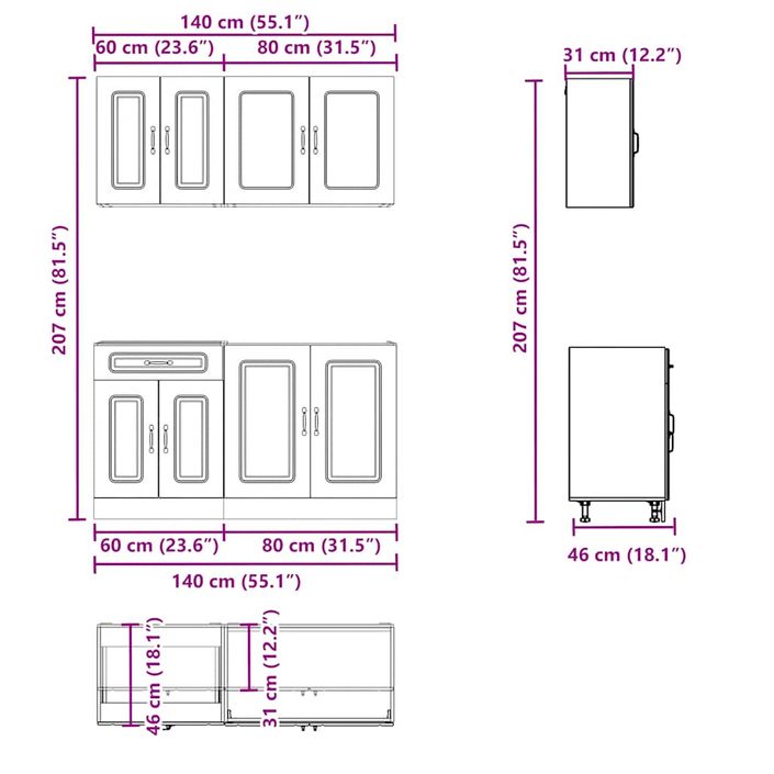 Ensemble d'armoires cuisine 4pcs Kalmar blanc bois d'ingénierie - Photo n°7