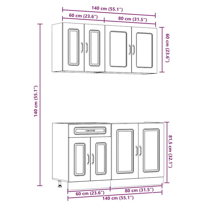 Ensemble d'armoires cuisine 4pcs Kalmar blanc bois d'ingénierie - Photo n°9