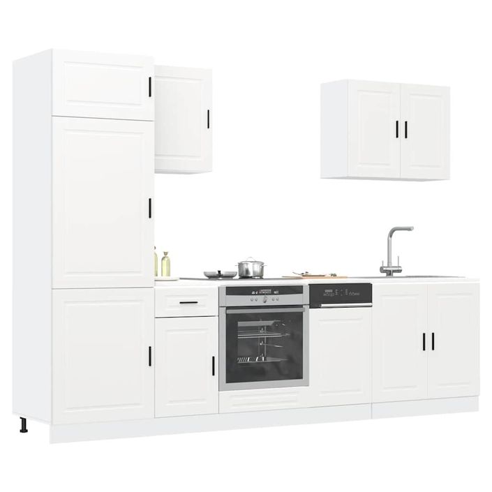 Ensemble d'armoires cuisine 7pcs Kalmar blanc bois d'ingénierie - Photo n°1