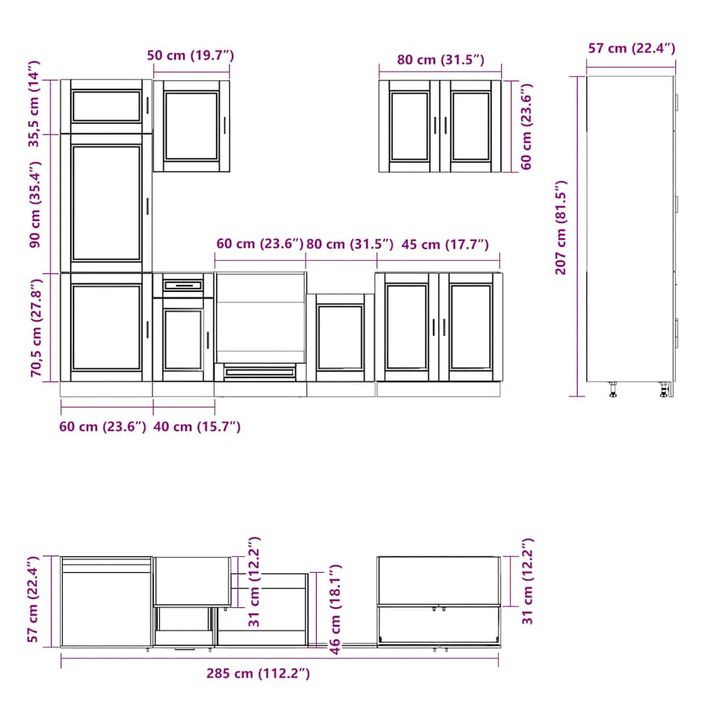 Ensemble d'armoires cuisine 7pcs Kalmar blanc bois d'ingénierie - Photo n°8