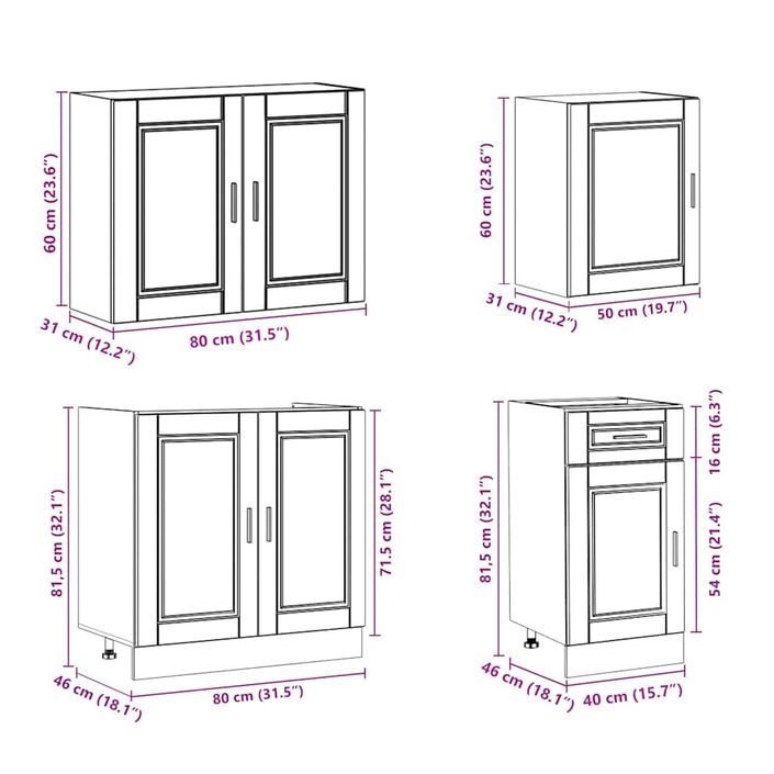 Ensemble d'armoires cuisine 7pcs Kalmar blanc bois d'ingénierie - Photo n°9