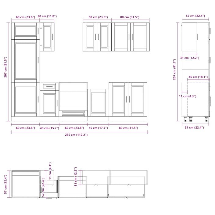 Ensemble d'armoires cuisine 8pcs Kalmar blanc bois d'ingénierie - Photo n°8