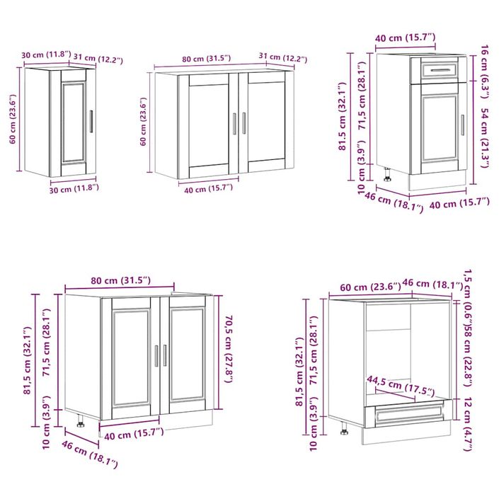 Ensemble d'armoires cuisine 8pcs Kalmar blanc bois d'ingénierie - Photo n°9