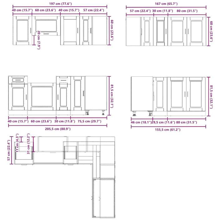 Ensemble d'armoires de cuisine 11 pcs Porto bois d'ingénierie - Photo n°9