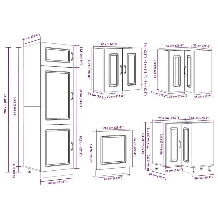 Ensemble d'armoires de cuisine 14 pcs Kalmar bois d'ingénierie - Photo n°10