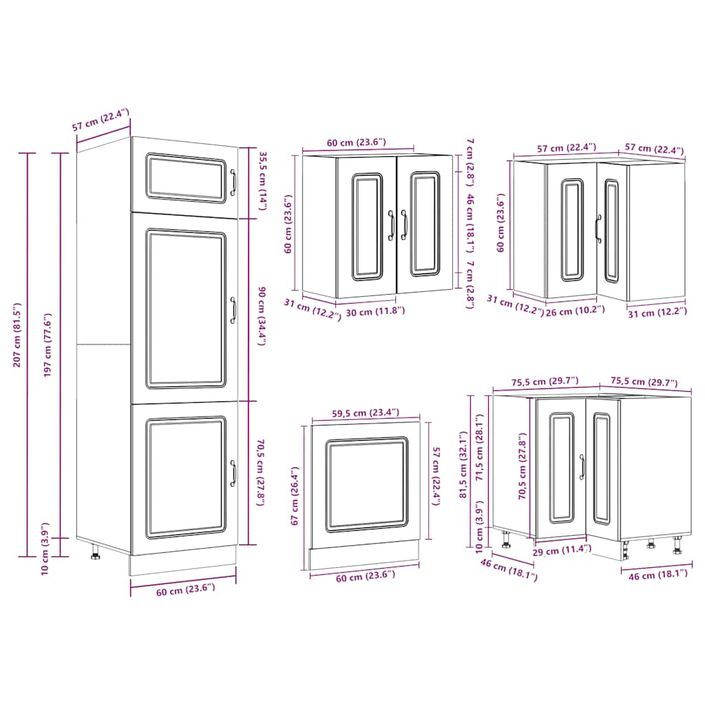 Ensemble d'armoires de cuisine 14 pcs Kalmar bois d'ingénierie - Photo n°10