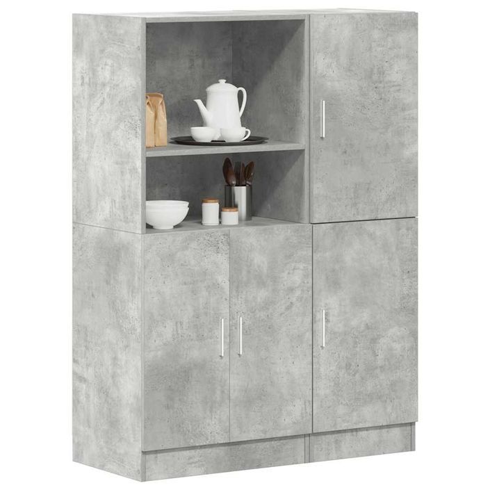 Ensemble d'armoires de cuisine 2 pcs gris béton bois ingénierie - Photo n°1