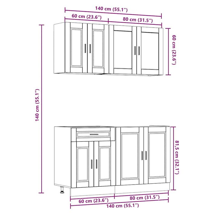 Ensemble d'armoires de cuisine 4 pcs Kalmar bois d'ingénierie - Photo n°9