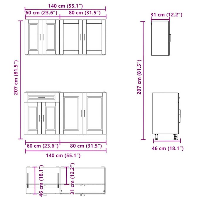 Ensemble d'armoires de cuisine 4 pcs Kalmar bois d'ingénierie - Photo n°7