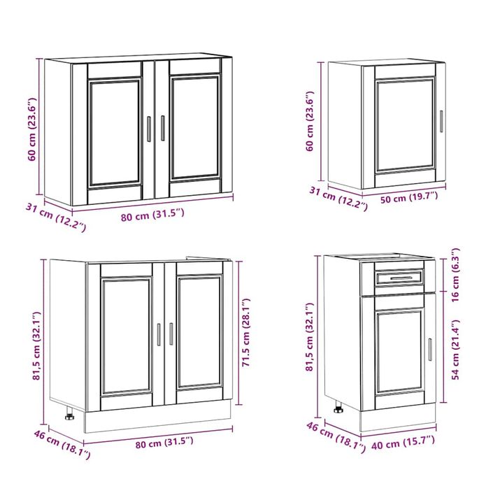 Ensemble d'armoires de cuisine 7 pcs Kalmar bois d'ingénierie - Photo n°9