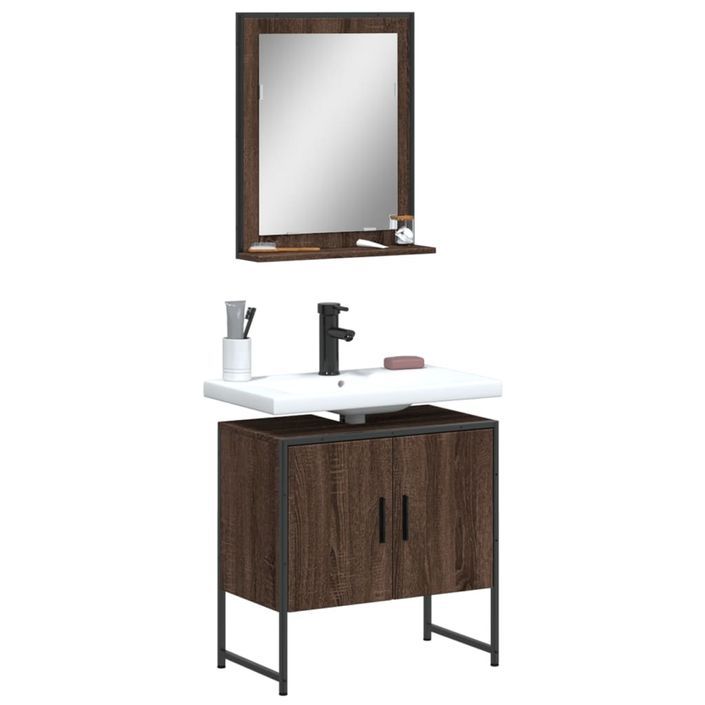 Ensemble d'armoires de salle de bain 2 pcs chêne marron - Photo n°1