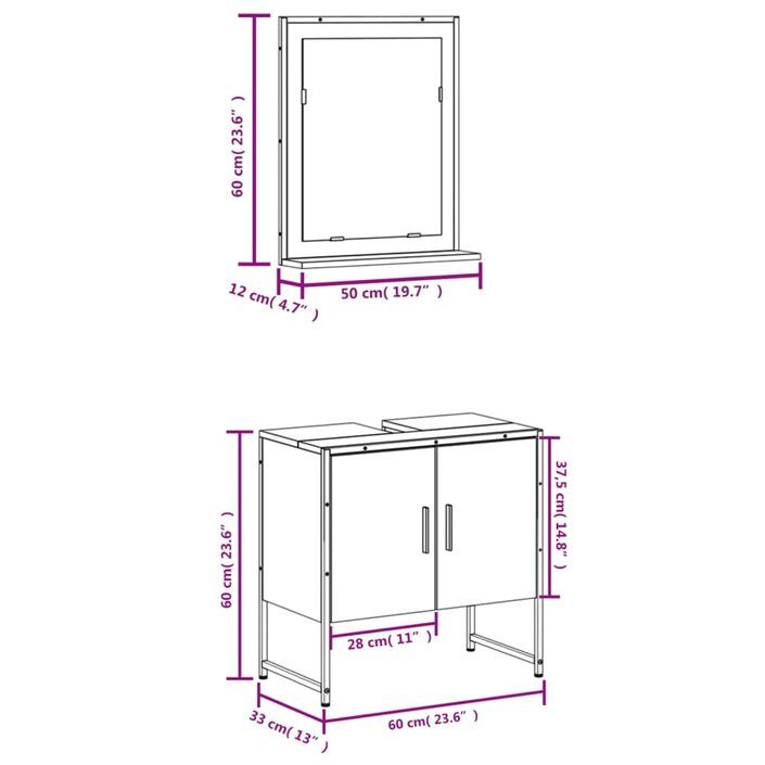 Ensemble d'armoires de salle de bain 2 pcs chêne marron - Photo n°11