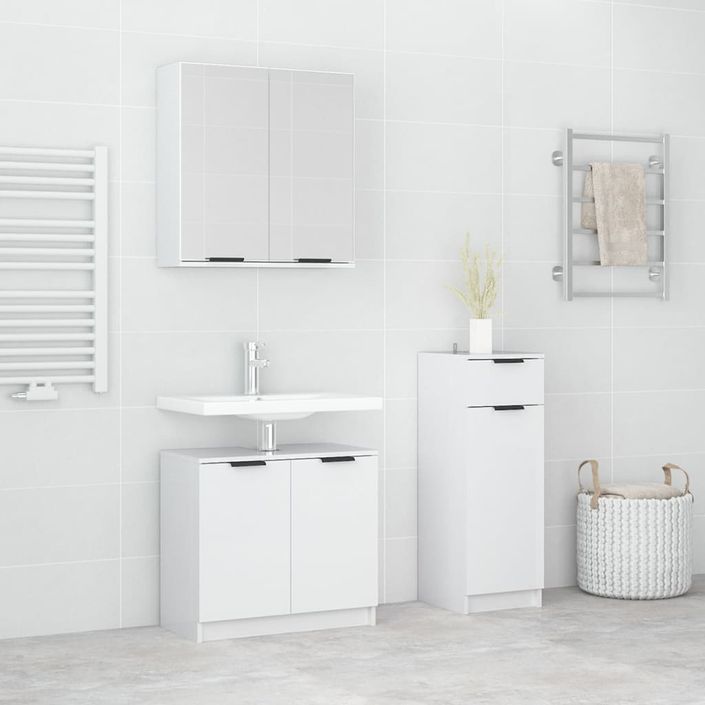 Ensemble d'armoires de salle de bain 3 pcs blanc brillant - Photo n°1