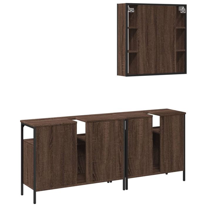 Ensemble d'armoires de salle de bain 3 pcs chêne marron - Photo n°8