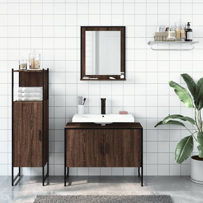 Ensemble d'armoires de salle de bain 3 pcs chêne marron - Photo n°3