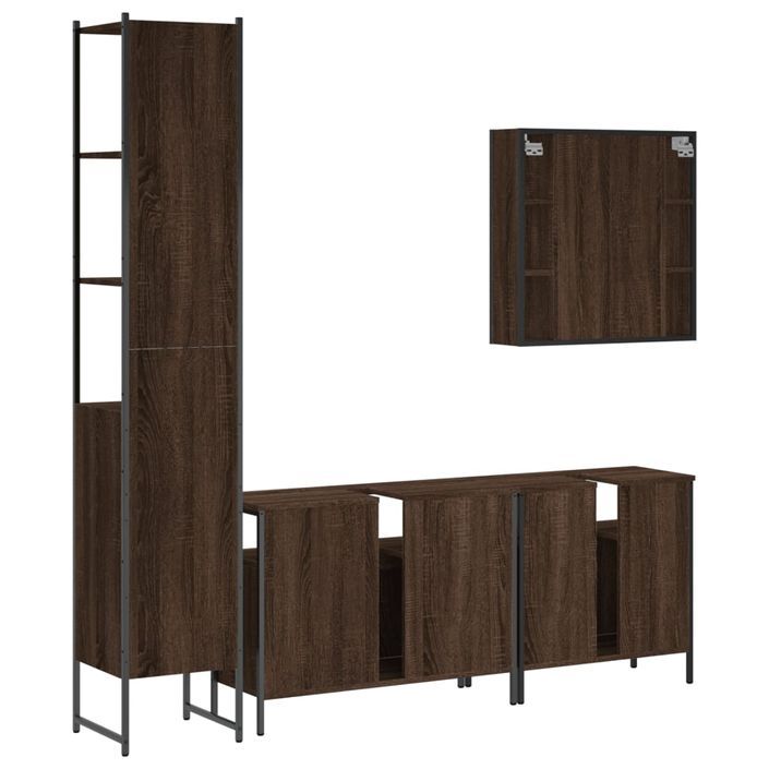 Ensemble d'armoires de salle de bain 4 pcs chêne marron - Photo n°8