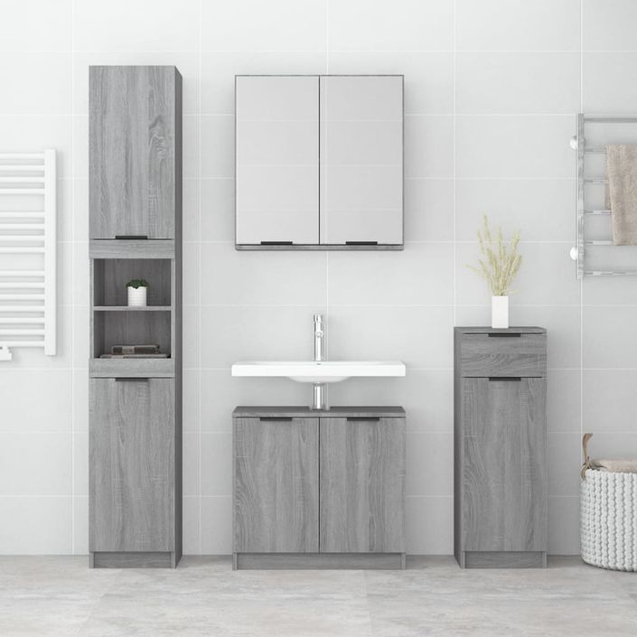 Ensemble d'armoires de salle de bain 4 pcs sonoma gris - Photo n°3