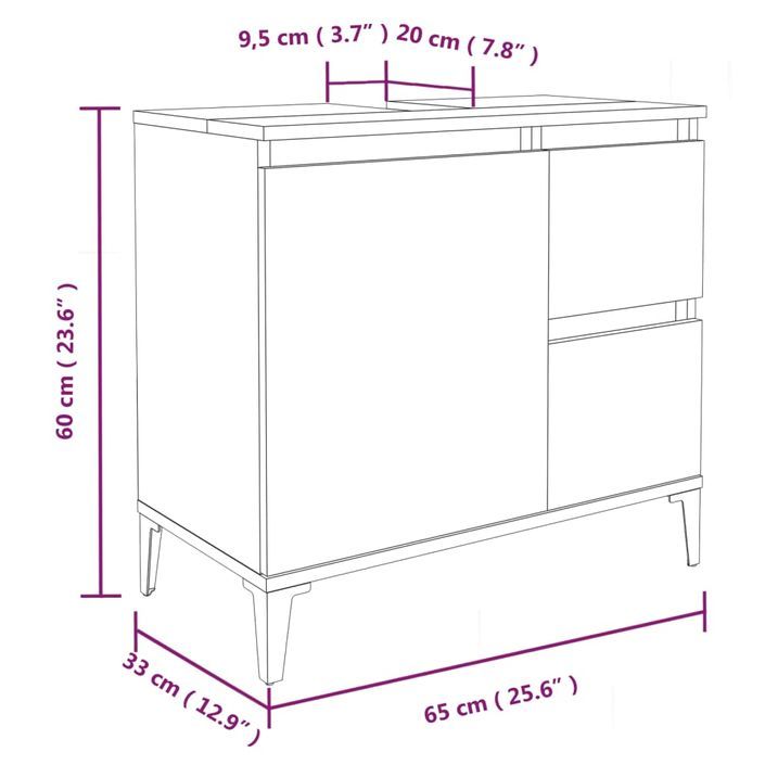 Ensemble d'armoires salle de bain 3 pcs blanc bois d'ingénierie - Photo n°9