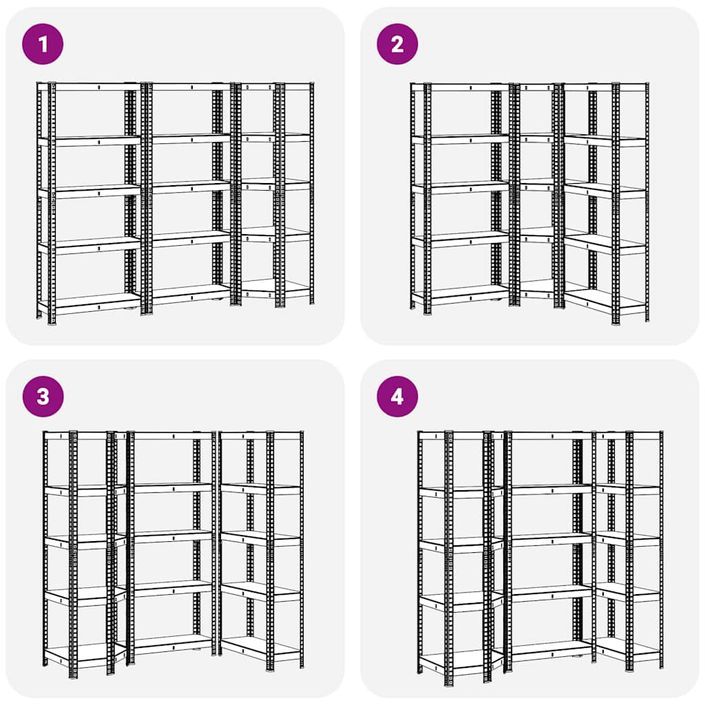 Ensemble d'étagères à 5 niveaux 3 pcs acier bois d'ingénierie - Photo n°7