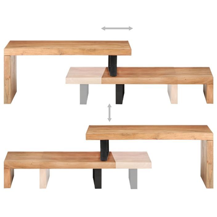 Ensemble de 2 tables basses Bois d'acacia massif - Photo n°7