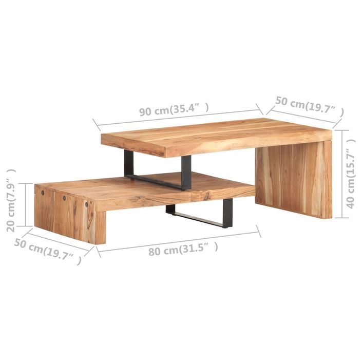 Ensemble de 2 tables basses Bois d'acacia massif - Photo n°8