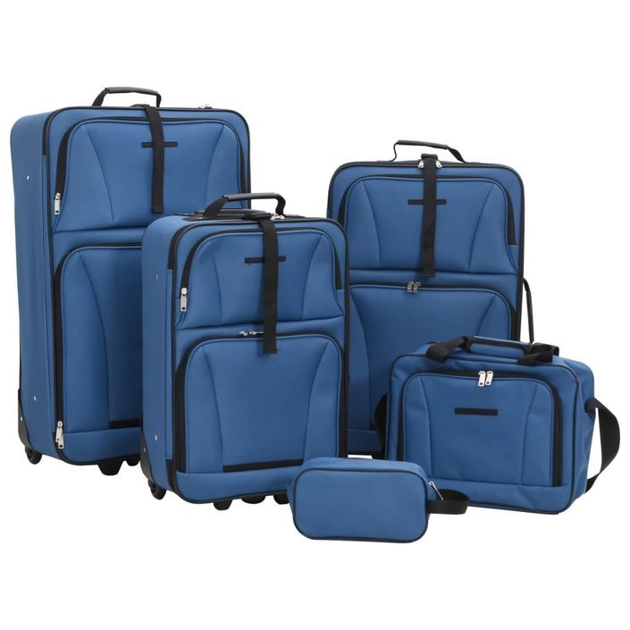 Ensemble de bagages de voyage bleu tissu - Photo n°1