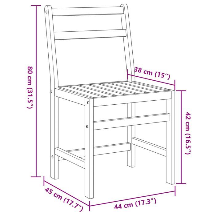 Ensemble de balcon 3 pcs bois d'acacia solide - Photo n°11