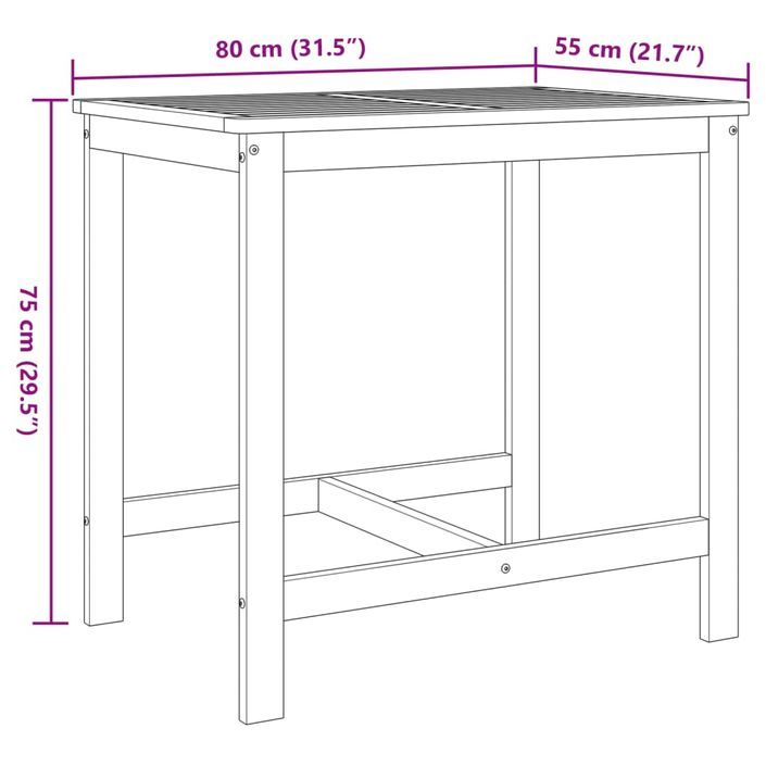 Ensemble de balcon 3 pcs bois d'acacia solide - Photo n°12