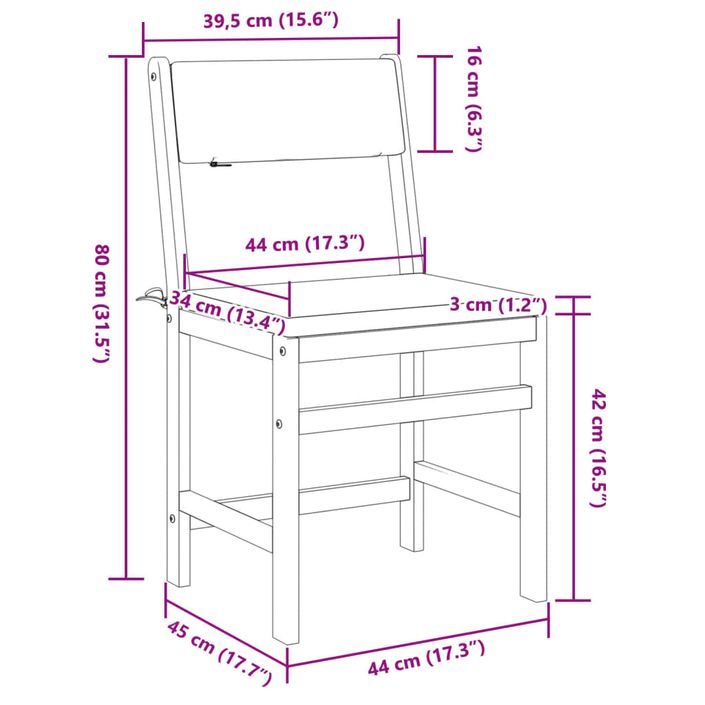 Ensemble de balcon avec coussins 3 pcs bois massif d'acacia - Photo n°11