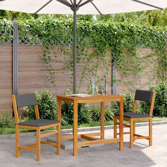 Ensemble de balcon avec coussins 3 pcs bois massif d'acacia - Photo n°1