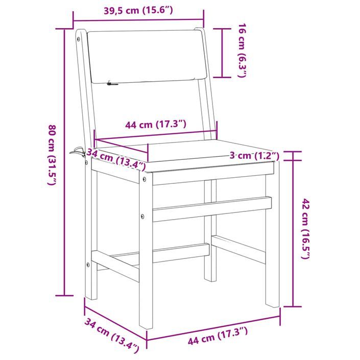 Ensemble de balcon avec coussins 3 pcs bois massif d'acacia - Photo n°12