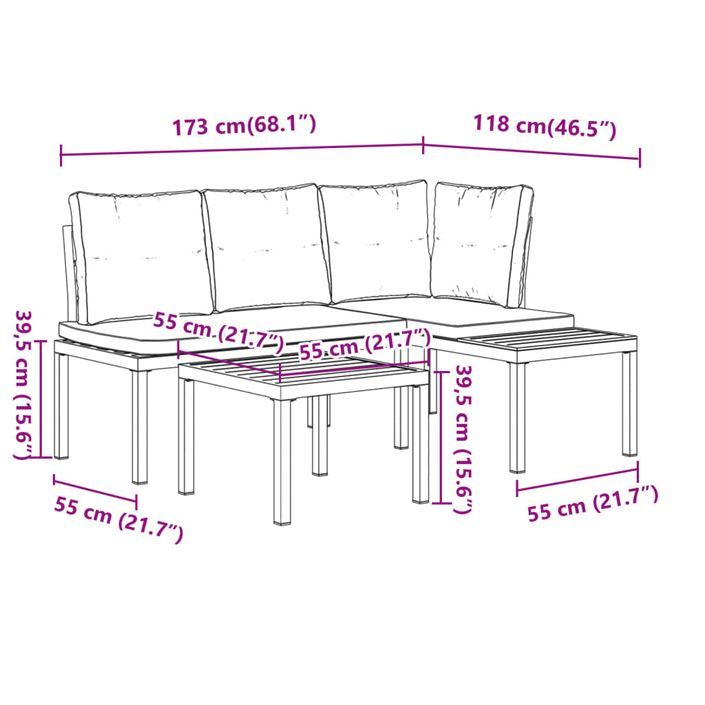 Ensemble de banc de jardin avec coussins 3 pcs noir - Photo n°9