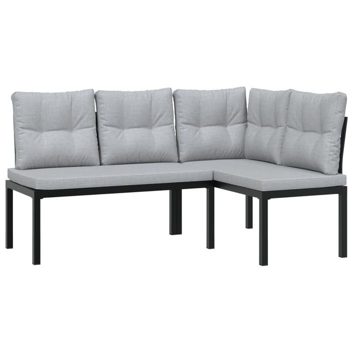 Ensemble de banc de jardin avec coussins 3 pcs noir - Photo n°3